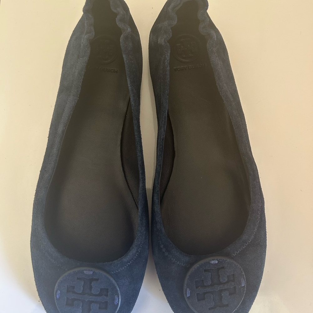Tory Burch Blue Flats with Classic Design